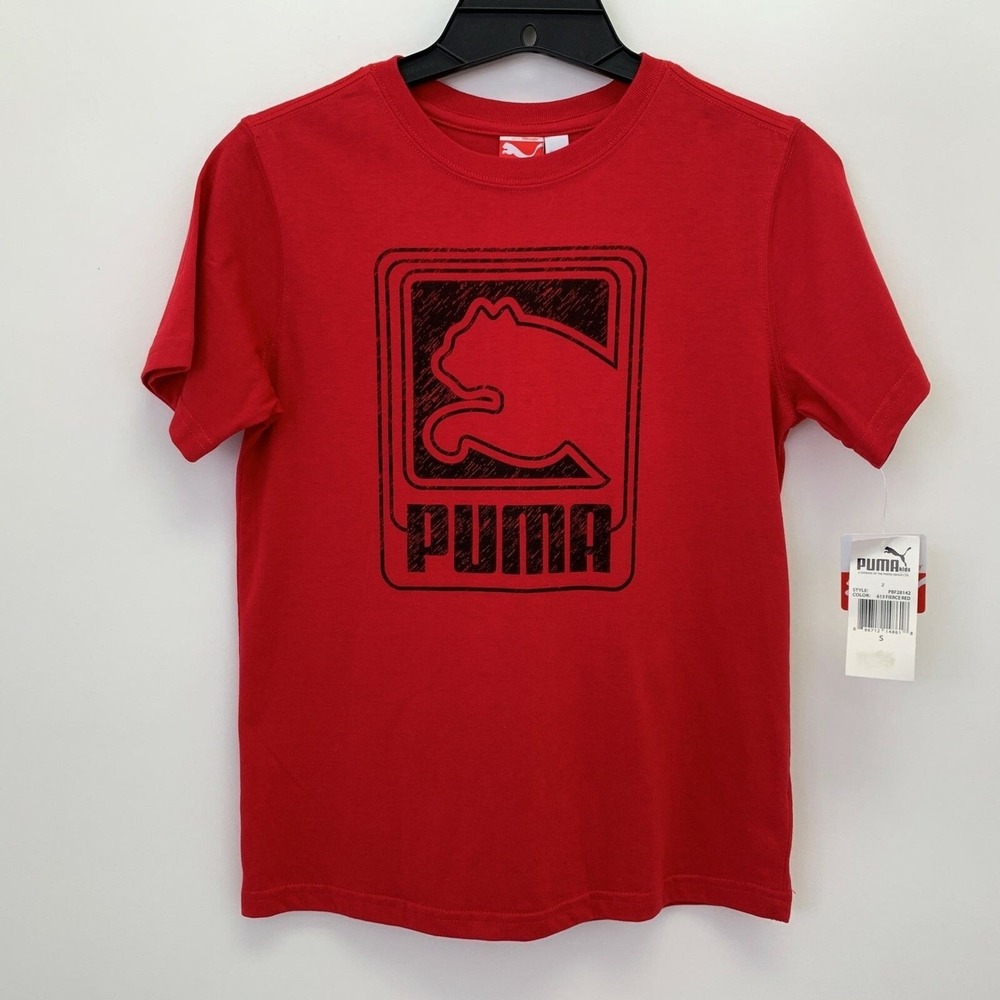 Puma Sport Lifestyle Boys T-Shirt Shirt Small Red Black NWT